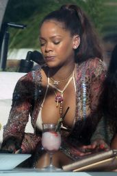 Rihanna in a Bikini - Parties Poolside at Miami Beach 3/8/ 2017
