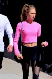 Romee Strijd Flashes Her Flat Abs - New York 3/8/ 2017