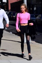 Romee Strijd Flashes Her Flat Abs - New York 3/8/ 2017