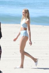 Romee Strijd in Blue Swimsuit - Photoshoot for Vogue on the Beach in Malibu 3/29/2017