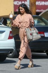 Vanessa Hudgens Wearing a Salmon Jumpsuit  - Los Angeles 3/24/ 2017