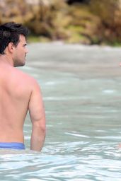 Billie Lourd and Beau Taylor Lautner at a Beach in St Barts 4/6/2017