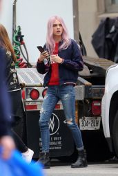 Cara Delevingne - On Set of "Life In A Year" in Toronto, Canada, April 2017