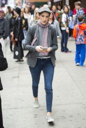 Cobie Smulders Wearing a Grey Blazer - Present Laughter in New York City 4/15/2017