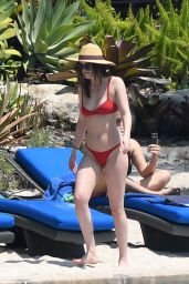 Dakota Johnson in Red Bikini at a Beach in Miami 3/31/2017