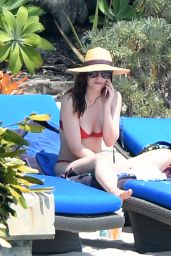 Dakota Johnson in Red Bikini at a Beach in Miami 3/31/2017