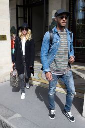 Doutzen Kroes and husband Sunnery James leaving the Meurice Hotel in Paris, April 2017