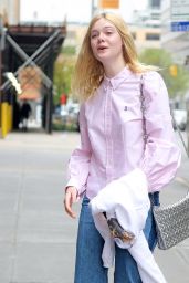 Elle Fanning Street Style - Heading to the Studio in SoHo, NYC 4/22/2017