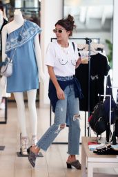 Emma Roberts Wears a Boob Shirt - Shopping at Rebecca Minkoff in LA 4/13/2017
