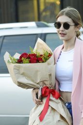 Gigi Hadid Holding a Bouquet of Roses - Celebrating Her 22nd Birthday in NYC 4/23/2017