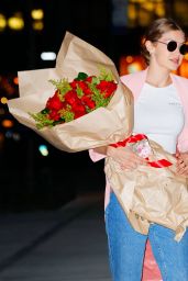 Gigi Hadid Holding a Bouquet of Roses - Celebrating Her 22nd Birthday in NYC 4/23/2017