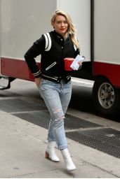 Hilary Duff Street Style - Heads to "Younger" Set in New York 4/5/2017