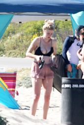 Ireland Baldwin Wearing a Black Bikini in Malibu Beach 4/15/2017
