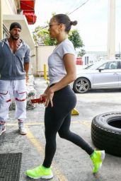 Jennifer Lopez Booty in Tights - Arrives at Gym in Miami 4/22/2017