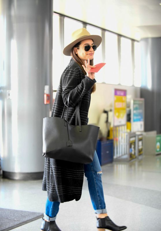 Lea Michele Travel Style - Arrives at LAX Airport in Los Angeles 3/30/2017