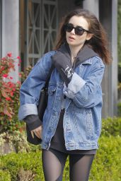 Lily Collins in Spandex - Visited a Salon in Beverly Hills 4/6/2017