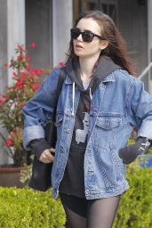 Lily Collins in Spandex - Visited a Salon in Beverly Hills 4/6/2017