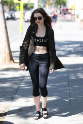 Lily Collins Shows Off Her Abs - Out in West Hollywood 04/29/2017