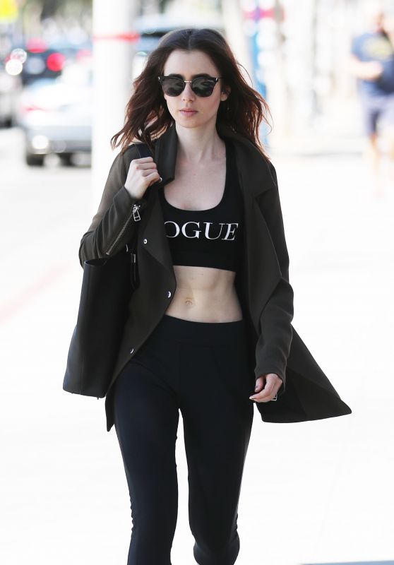 Lily Collins Shows Off Her Abs - Out in West Hollywood 04/29/2017