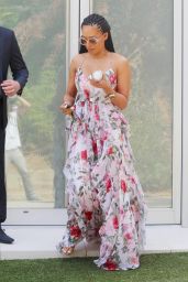 Mel B in a Ruffled Floral Print Maxi Dress - Los Angeles 4/7/2017