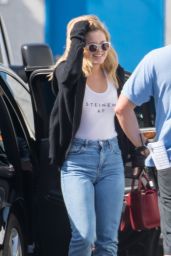 Olivia Holt Wearing Mom Jeans - Neutrogena Commercial Shoot in LA 4/23/2017