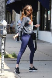 Dakota Johnson in Tights - Heading to Cafe Midi in Los Angeles 05/08/2017