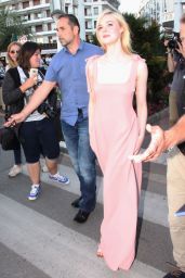 Elle Fanning in Pink - Out in Cannes 05/19/2017