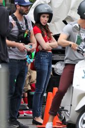 Emma Roberts - Films a Scene on a Scooter with Hayden Christensen in Toronto 05/30/2017