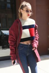 Gigi Hadid Looking Stylish in a Tommy Hilfiger Sweater, NYC 05/12/2017