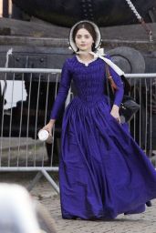 Jenna Coleman Dressed in Character - Filming the ITV drama "Victoria" in Hartlepool 05/10/2017