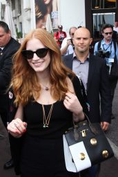 Jessica Chastain Street Fashion -Leaving Martinez Hotel in Cannes 05/18/2017
