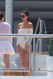 Kendall Jenner in White Swimsuit - Cannes, France 05/24/2017