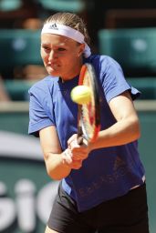 Kristina Mladenovic - Practice Session During the French Open, Roland Garros 05/27/2017