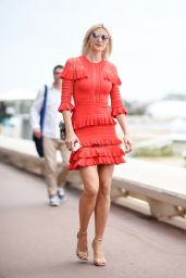 Lena Gercke in a Red Dress During the 70th Cannes Film Festival 05/18/2017