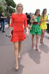 Lena Gercke in a Red Dress During the 70th Cannes Film Festival 05/18/2017