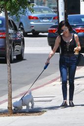 Lucy Hale in Casual Attire - Gets a Coffee With Her Dog Elvis in LA 05/03/2017