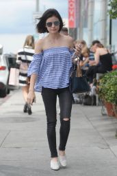 Lucy Hale in Tights - Grabbing a Morning Coffee in West Hollywood 05/26/2017