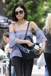 Lucy Hale in Tights - Grabbing a Morning Coffee in West Hollywood 05/26/2017