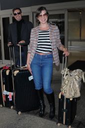 Milla Jovovich Travel Outfit - LAX Airport in Los Angeles 05/10/2017