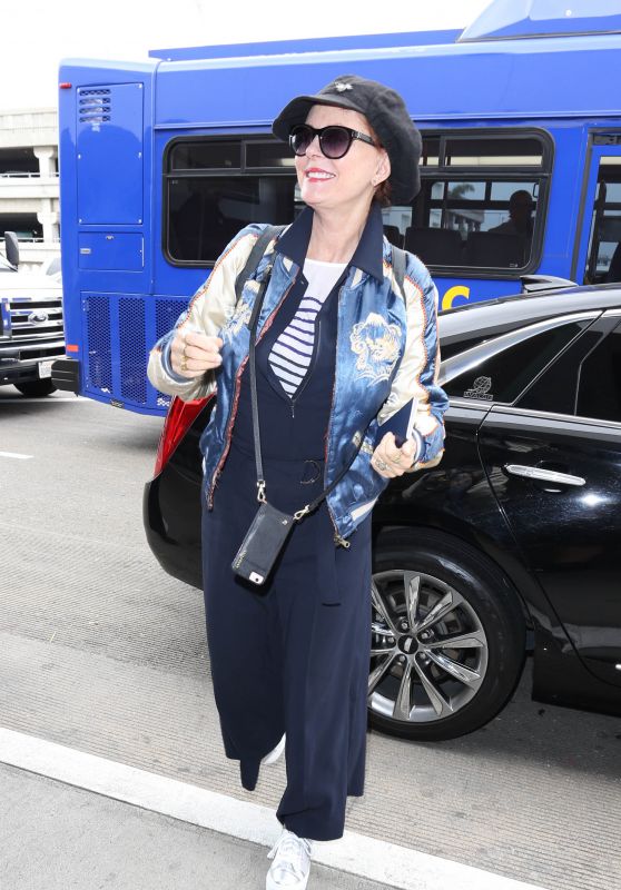 Susan Sarandon Travel Outfit - LAX Airport in Los Angeles 05/10/2017