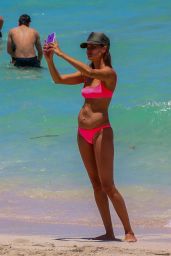 Anne Marie Kortright in a Pink Bikini at Miami Beach 06/25/2017