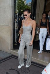 Bella Hadid Showing Off Her Trendy Style - Laving Her Hotel in Paris 06/11/2017