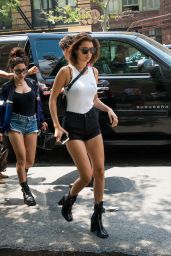 Bella Hadid Shows Off Her Legs in a Pair of Short Shorts - East Village, NYC 06/13/2017