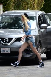 Bella Thorne Leggy in Jeans Shorts - Out in Los Angeles 06/11/2017 
