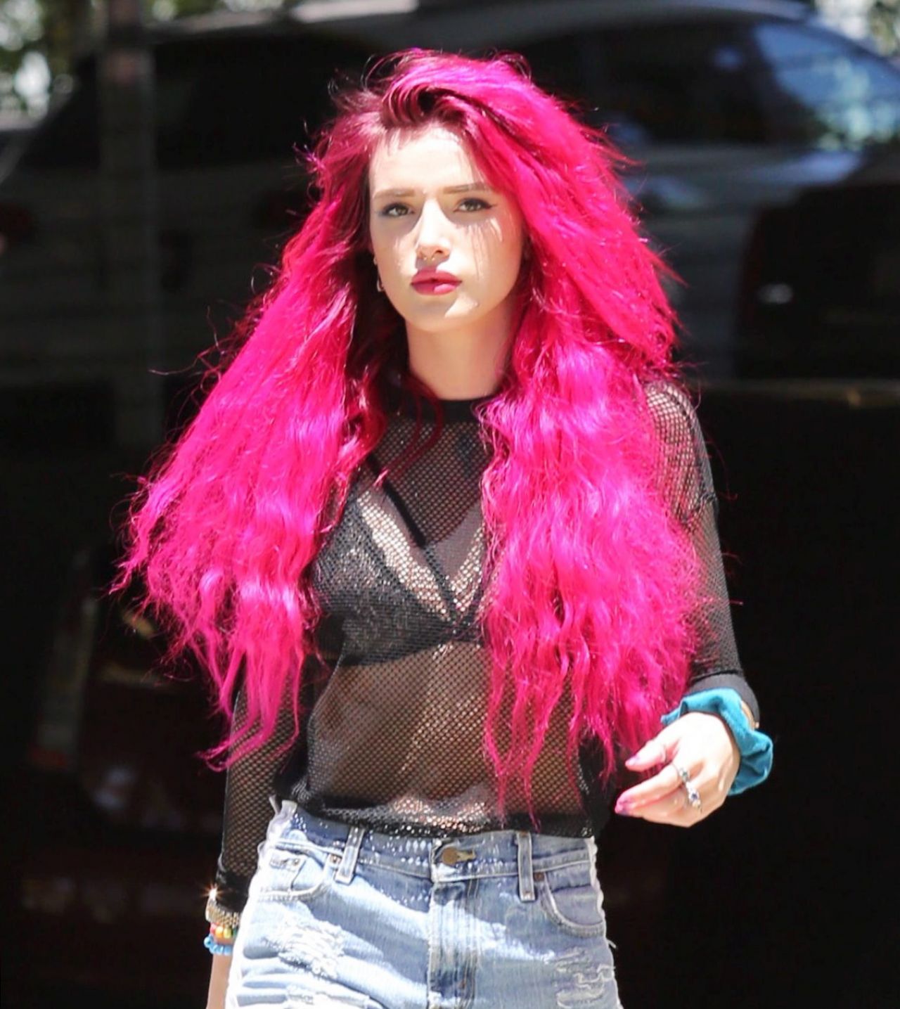 Bella Thorne Shows off Her New Freshly Bright Red Dyed 