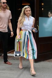 Chloe Grace Moretz in a Full Color Striped Skirt - NYC 06/05/2017