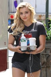 Chloe Moretz Sporting a Casual Look in Shorts - "Louis C.K. Untitled Film Project" Set in NYC 06/14/2017