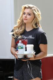 Chloe Moretz Sporting a Casual Look in Shorts - "Louis C.K. Untitled Film Project" Set in NYC 06/14/2017
