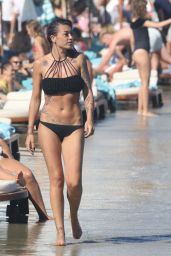 Claudia Nainggolan in Black Bikini at the Beach in Mykonos 06/19/2017