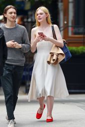 Elle Fanning Cute Style - Grabs Lunch With a Friend in NYC 06/02/2017
